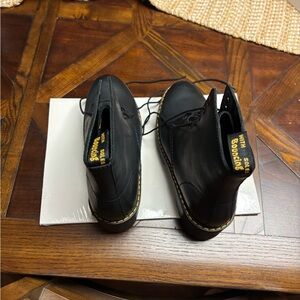 Dr. Martens Black Combat Boots with Yellow Stitching